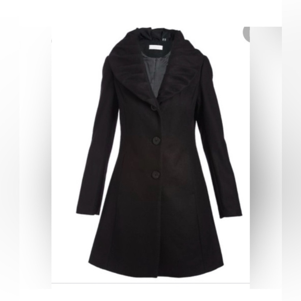 T Tahari Black Wool Blend Coat